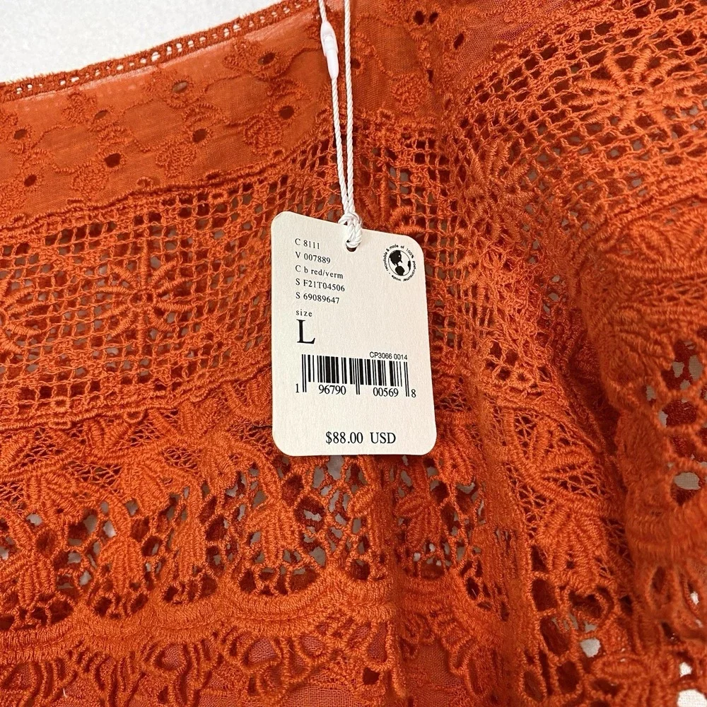 Free People Sz Large Crop Top Crochet Boho Chic Beach Summer Coastal Dainty NWT